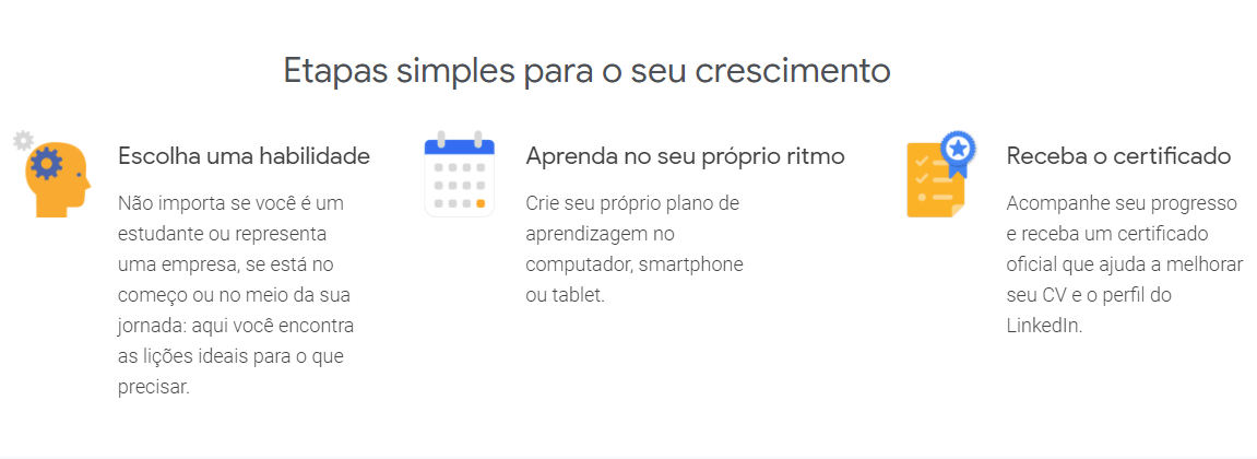 Os cursos oferecidos pelo Google são gratuitos e em Português