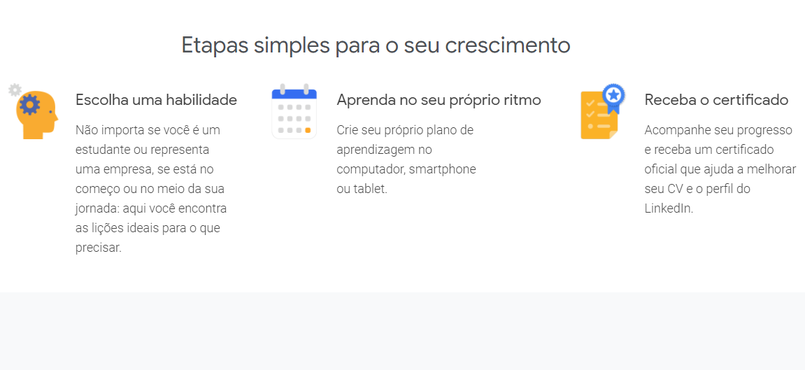 Os cursos oferecidos pelo Google são gratuitos e em Português