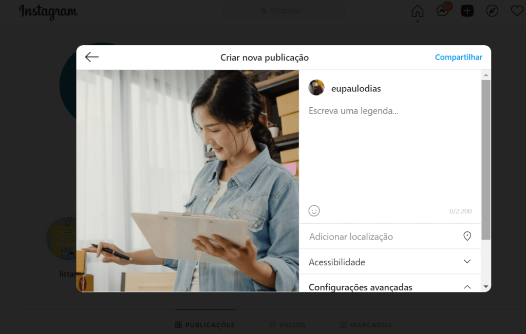 finalizando a postagem